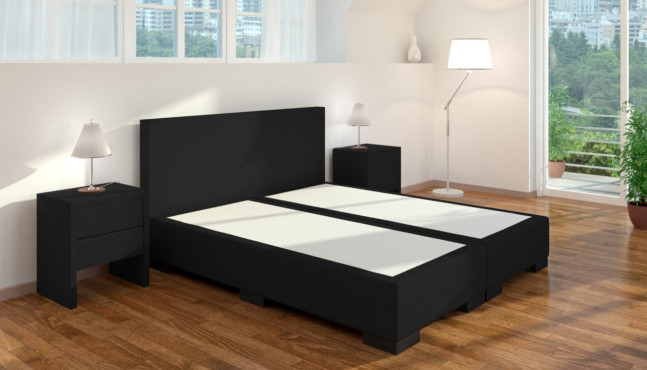 Lit Boxspring William sans matelas en Golf Anthracite
