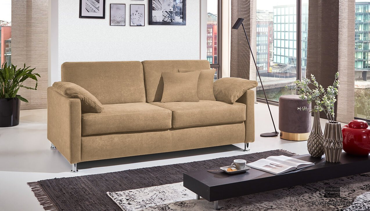 Boxspringsofa in Bezug Asti Beige