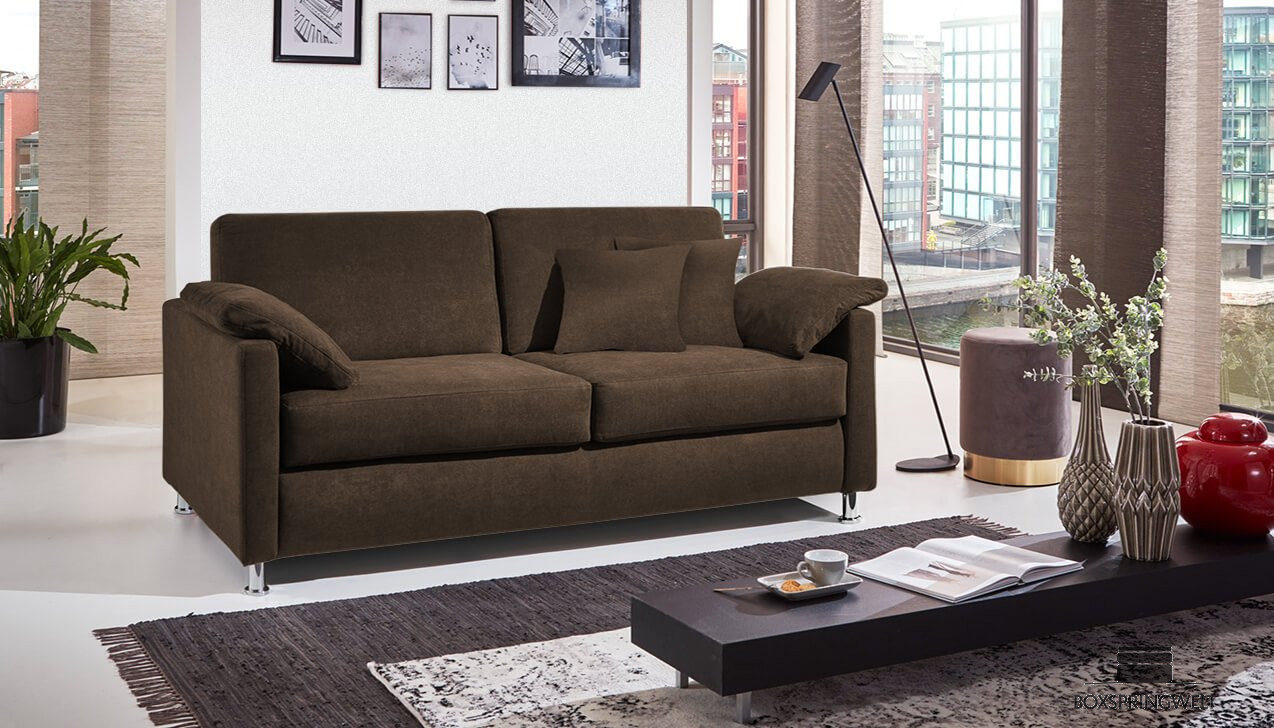 Boxspringsofa in Bezug Asti Espresso
