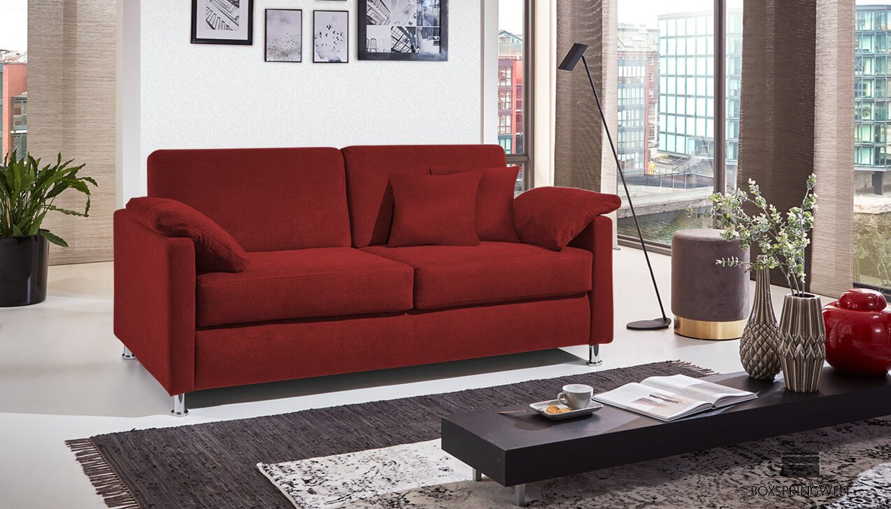 Boxspringsofa in Bezug Asti Rot