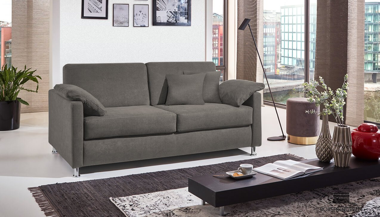 Boxspringsofa in Bezug Asti Silber