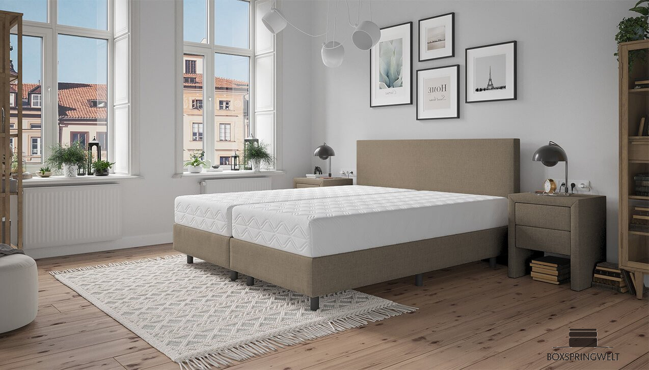 Boxspringbett Monty in Beige