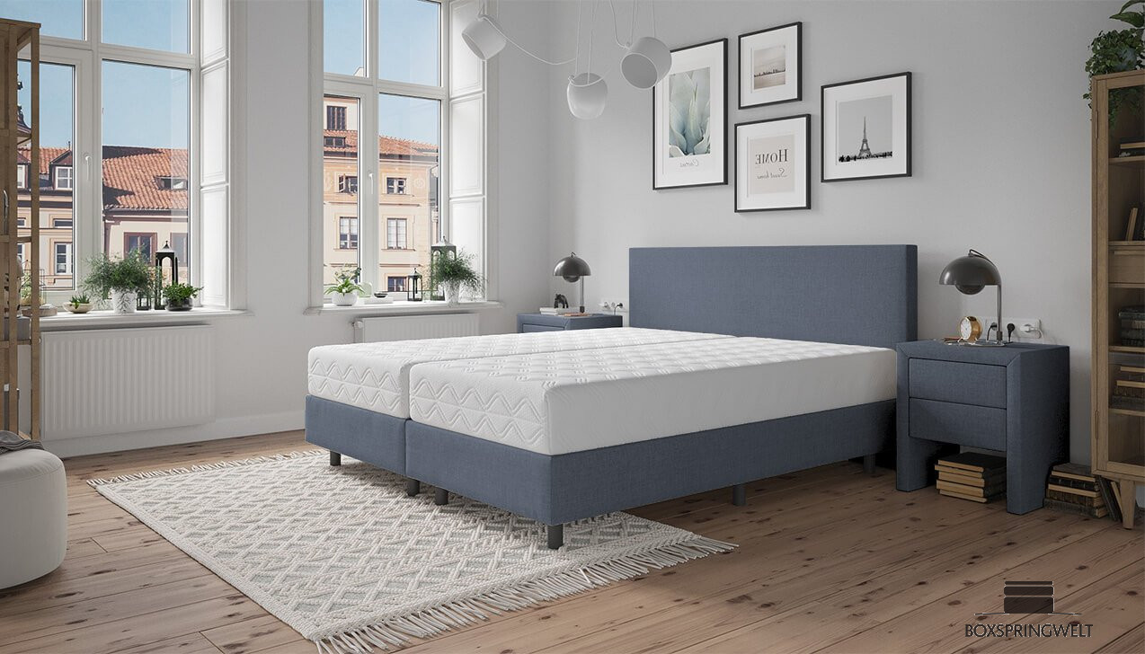 Boxspringbett Monty in Blau