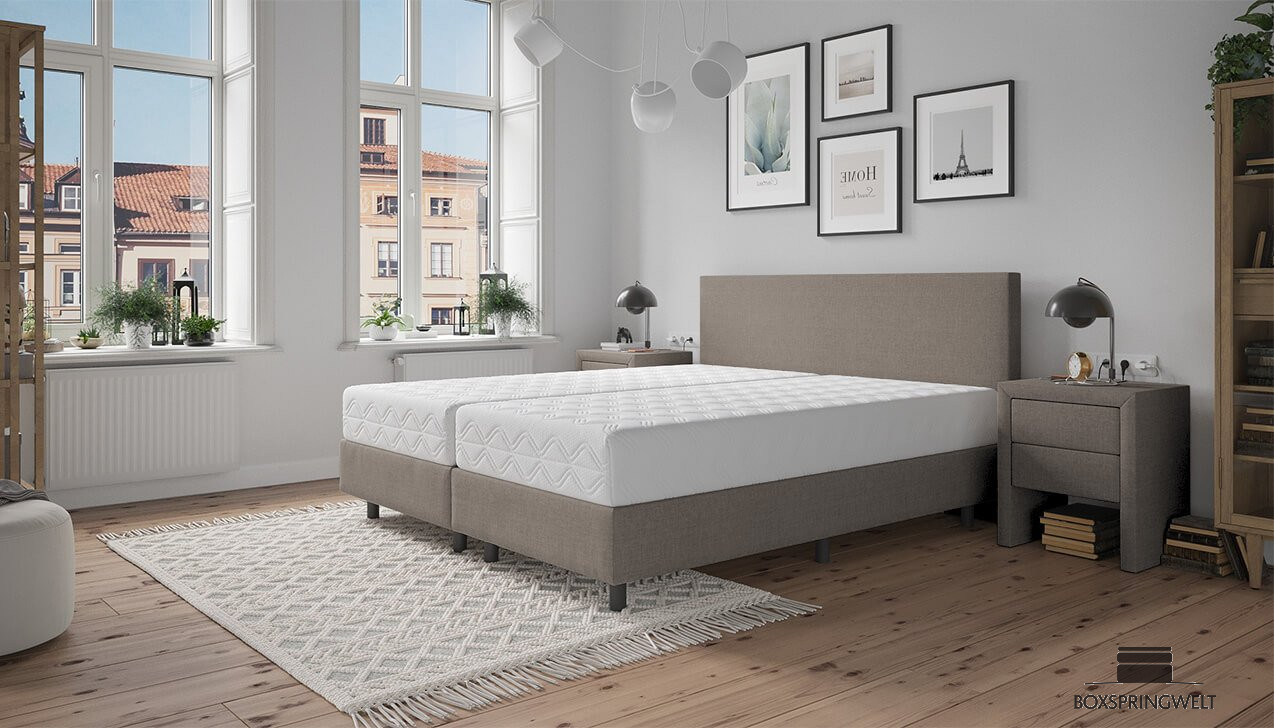 Boxspringbett Monty in Hellgrau