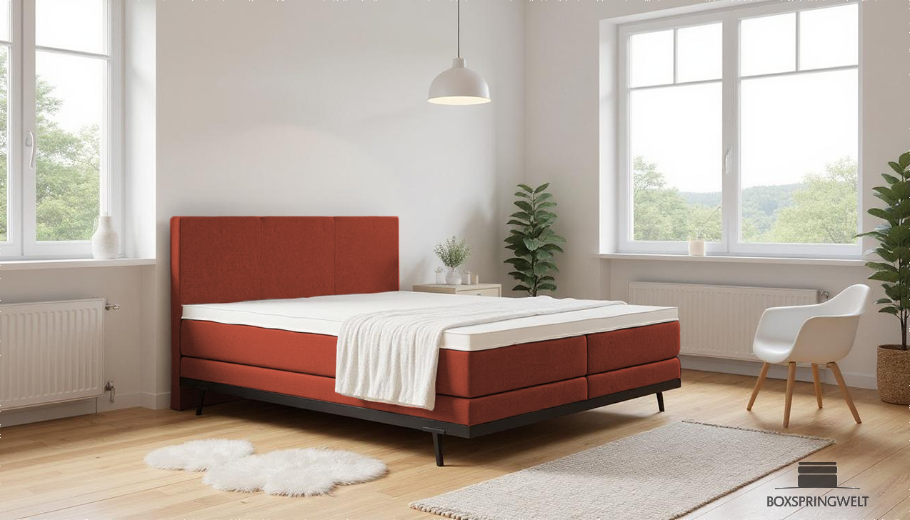 Boxpspringbett Mika in Soil Carmine