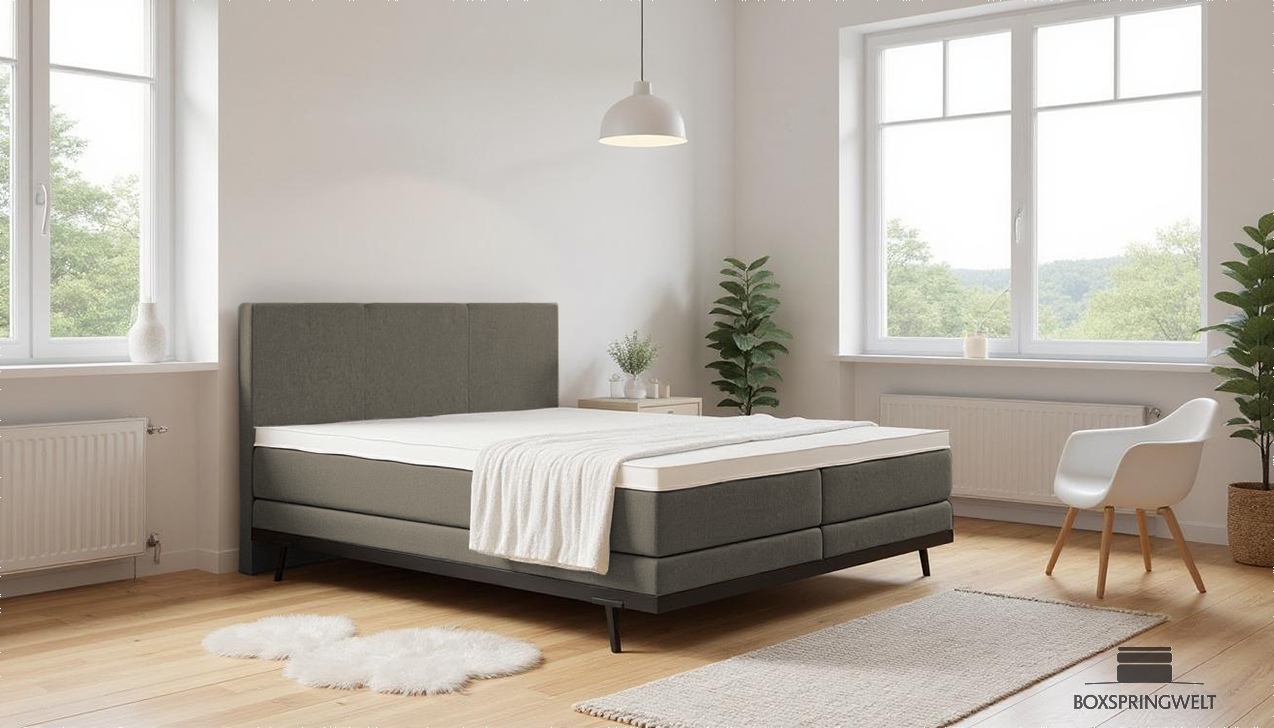 Boxpspringbett Mika in Soil Taupe