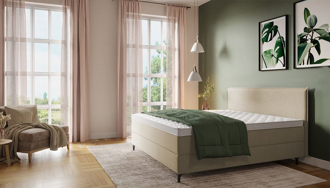 Boxspringbett Mia in Jade Creme