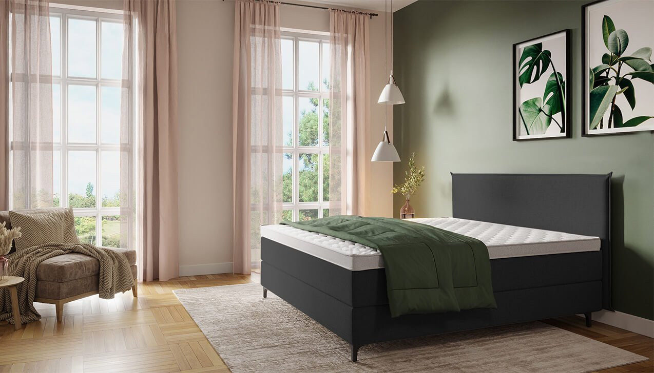 Boxspringbett Mia in Jade Anthrazit