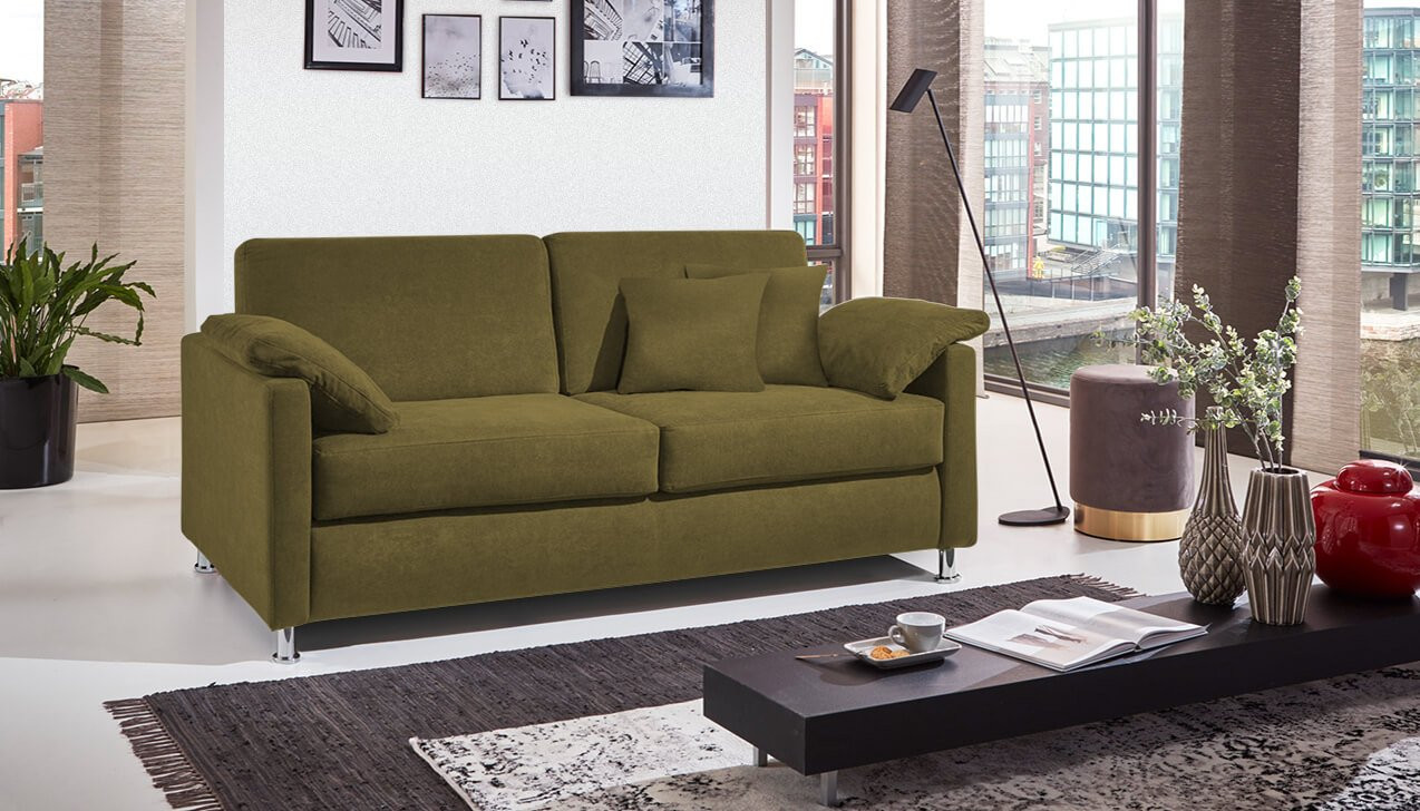 Boxspringsofa in Bezug Asti Olive