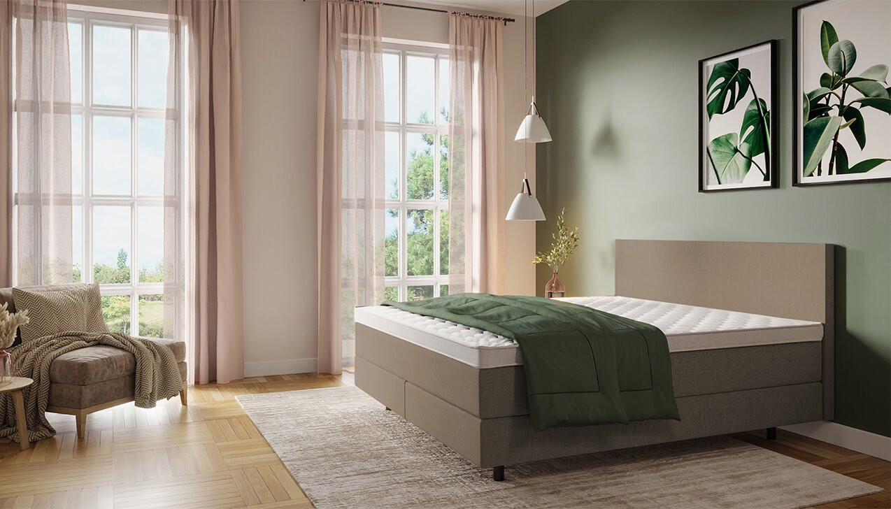 Boxspringbett Mia in Iadera Beige