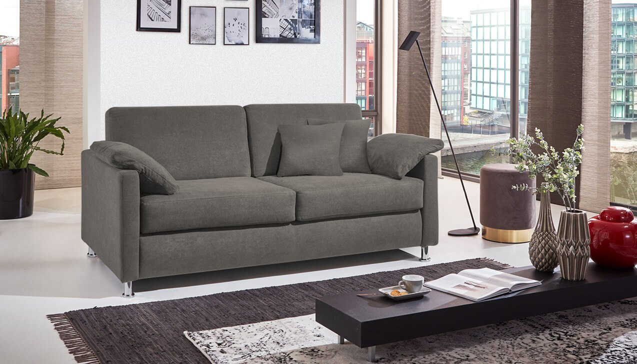 Boxspringsofa in Bezug Asti Silber