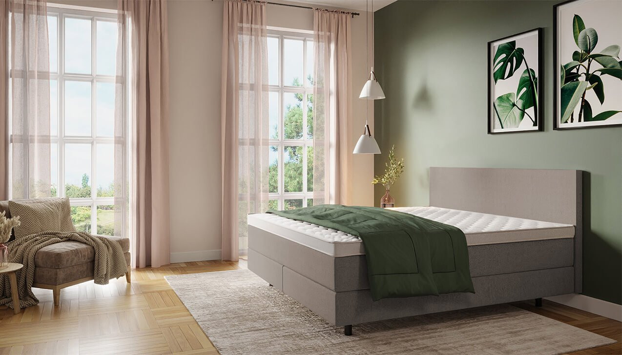 Boxspringbett Mia in Iadera Perlgrau